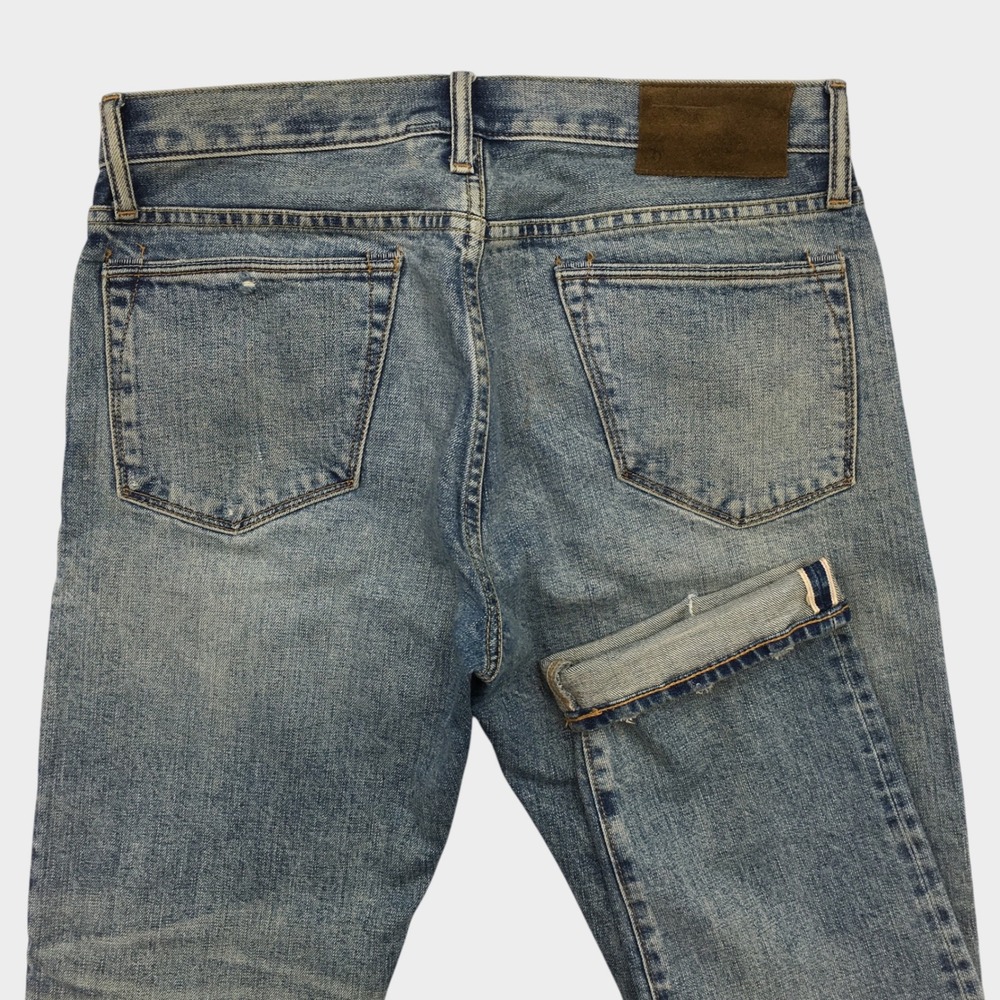 Todd Snyder Mens Japanese Selvedge Denim Distressed‎ Slim Fit Blue Jeans 30x32